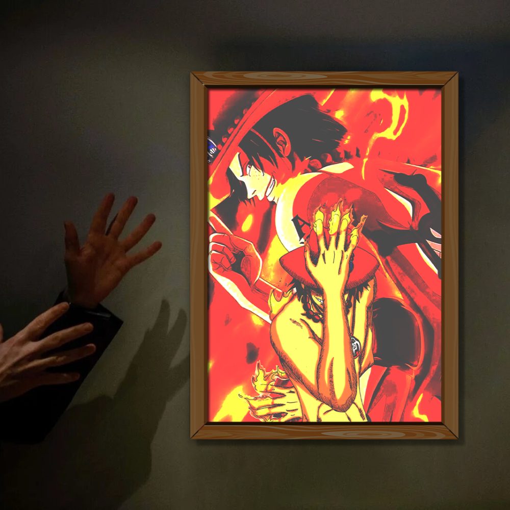 One Piece Anime Line Art Light Painting-Ace