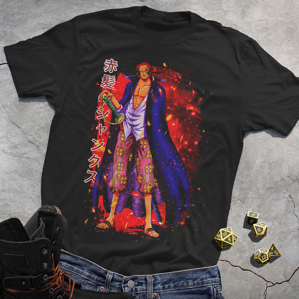 Red Hair Shanks Black Tee