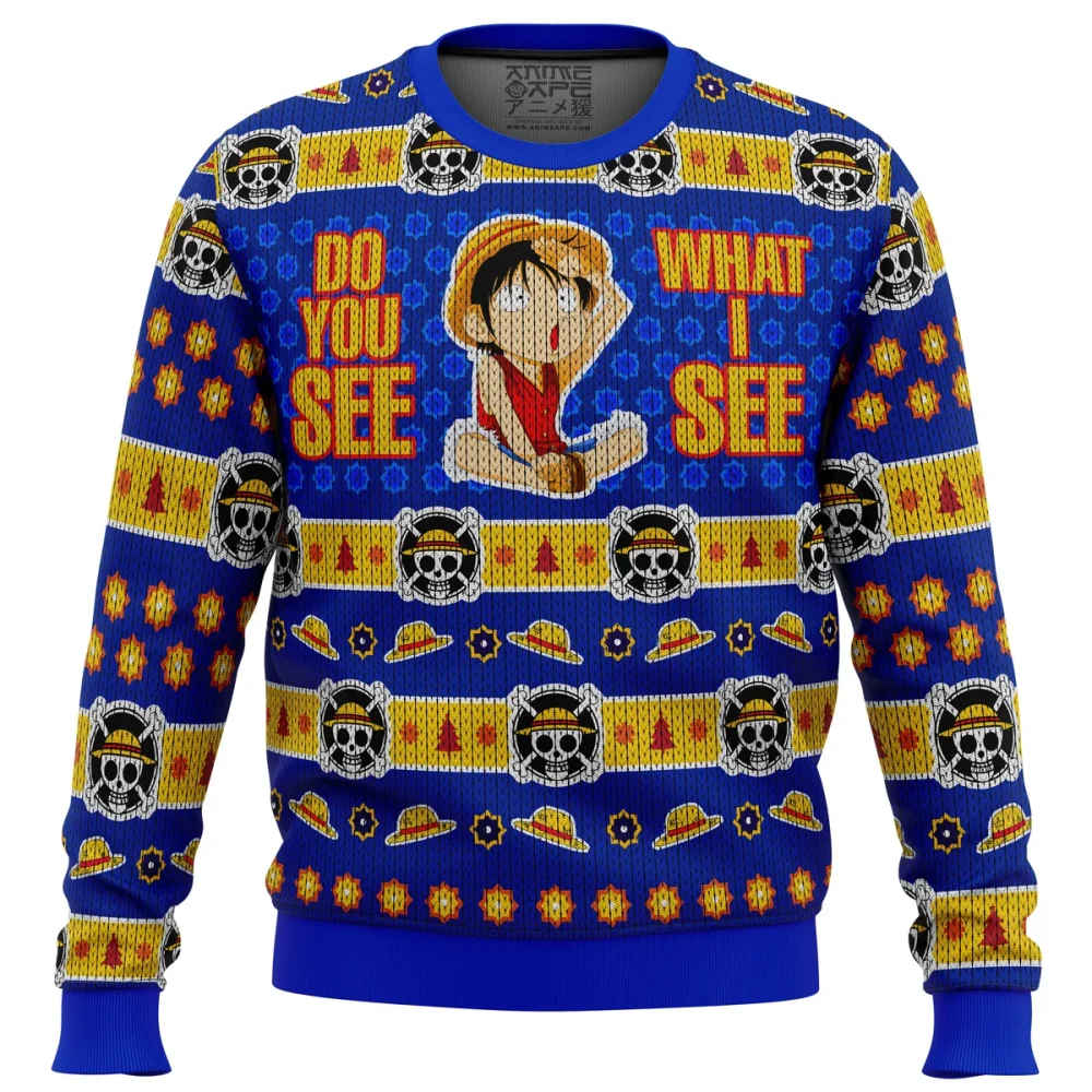 Do You See What I See Monkey D Luffy One Piece Ugly Christmas Sweatshirt