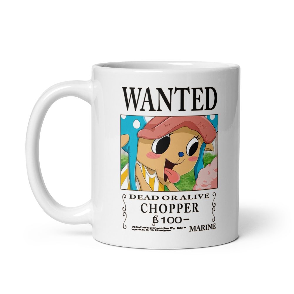 One Piece Tony Tony Chopper Wanted White Glossy Mug