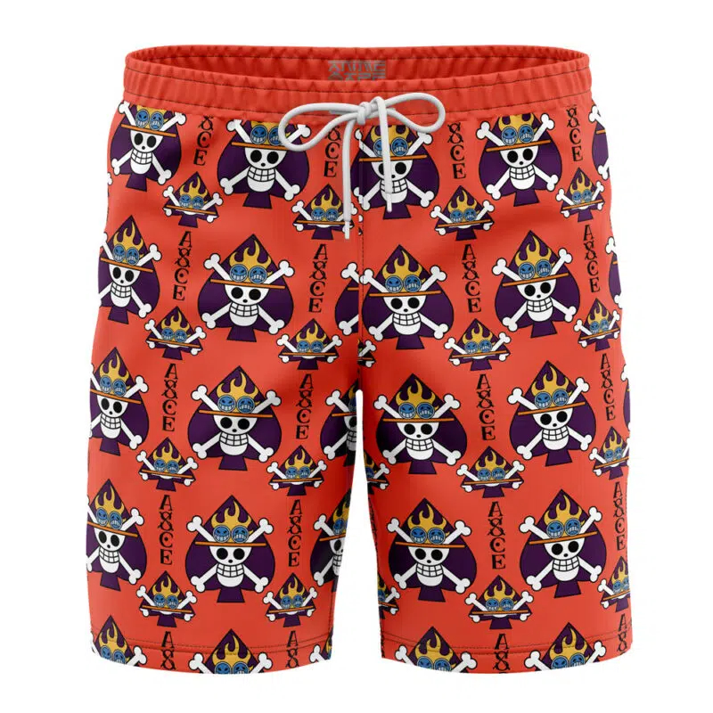Portgas D. Ace Jolly Roger One Piece Board Shorts Swim Trunks-1